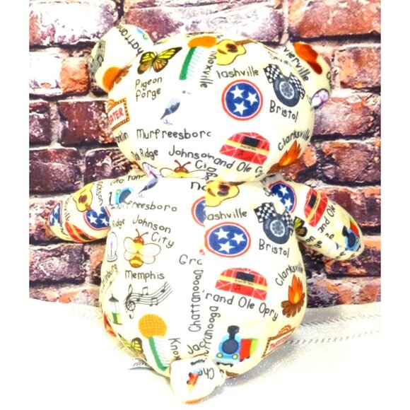 Tennessee-Themed Plush Bear With Colorful Print & Symbols 8-Inch - Picture 4 of 4